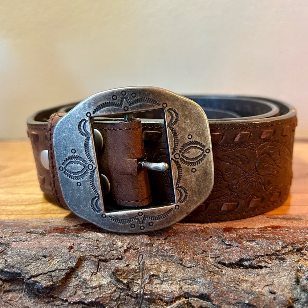 Nocona Brown and Silver Western Style Belt